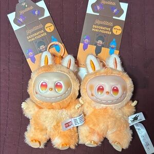 Orange Fuzzy Decorative Mini Figure Plush - Pair! Bundle of 4!!